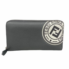 Fendi long wallet leather black white women's