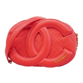 Chanel Matelasse Chain Shoulder Bag, Lambskin, Red, Women's