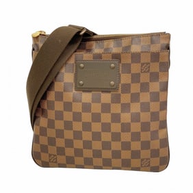 Louis Vuitton Damier Pochette Plat Brooklyn Shoulder Bag N41100 Ebene Women's