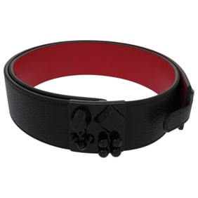 Unused Christian Louboutin studded waist belt in black leather with silver hardware. Item number