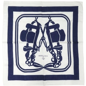 Unused Hermès Carré 90 Brides de Gala Tattoo Cotton Silk Polyester White Navy Scarf Muffler