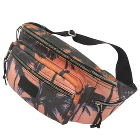 Yves Saint Laurent Saint Laurent Paris Palm Tree Print Body Bag 581375 Waist Nylon Orange 1318SAINT
