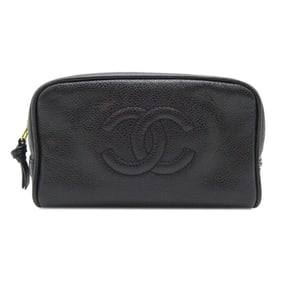 Chanel Coco Mark Women's Pouch in Caviar Leather, Black