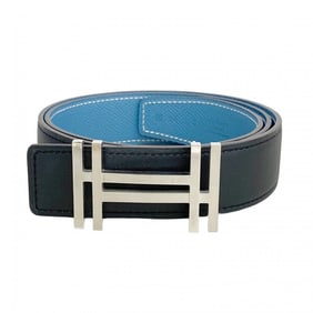 Hermes Hermès Belt, Hokare, Veau Epsom Leather, Chamonix, Black, Blue Jean, R Stamp, Men's/Women's