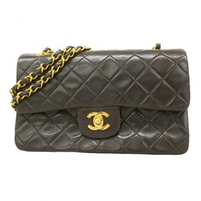 Chanel Matelasse Shoulder Bag with Double Flap and Chain, Lambskin, Black, Women's