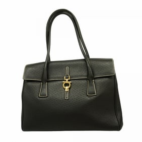 Salvatore Ferragamo Gancini Leather Tote Bag, Black, Women's