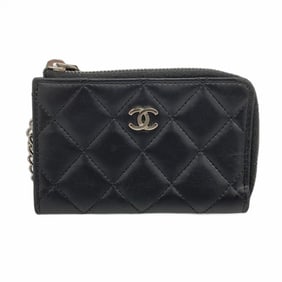 Chanel Wallet/Coin Case Matelasse Lambskin Black Women's