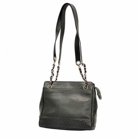Chanel Triple Coco Chain Shoulder Bag in Caviar Skin, Black, Women's