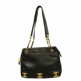 Chanel Tote Bag Triple Coco Lambskin Black Women's