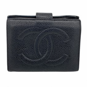 Chanel caviar leather wallet, black, women's