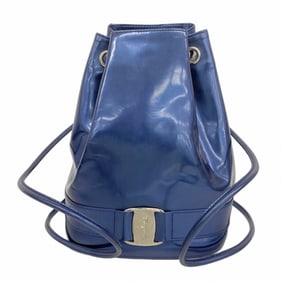 Salvatore Ferragamo Vara Enamel Daypack in Indigo for Women