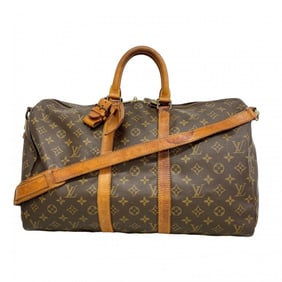 Louis Vuitton Monogram Keepall Bandouliere 45 Boston Bag M41418 Brown Men's and Women's