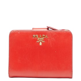 Prada L-shaped zipper bifold wallet in red leather for women