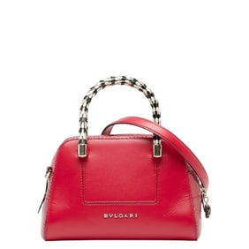 BVLGARI Serpenti Scaglie Handbag/Shoulder Bag, 2-Way, Pink Leather, Women's