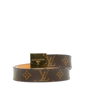 Louis Vuitton Monogram Santur Carre Belt, Size 75/30, M6800W, Brown PVC Leather, Women's, LOUIS