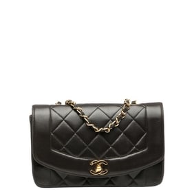 CHANEL Diana 23 Matelasse Coco Mark Chain Shoulder Bag in Black Lambskin for Women
