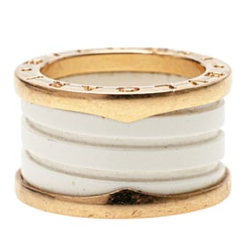 BVLGARI B-zero1 Ring #48 White 18KPG Pink Gold Ceramic Women's