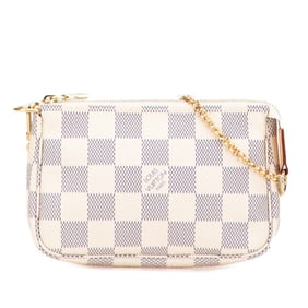 Louis Vuitton Damier Azur Mini Pochette Accessory Pouch Handbag N58010 White PVC Leather Women's