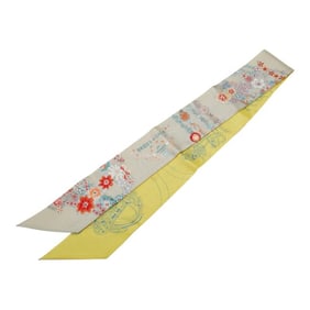 Hermes Hermès Twilly BRIDES de GALA en fleues scarf in gray, yellow, and multicolor for women.