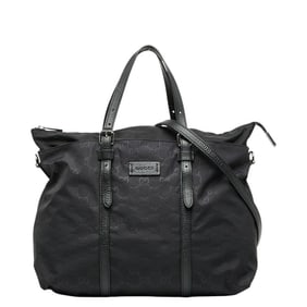 Gucci GG Nylon Tote Bag/Shoulder Bag 2WAY 510332 Black Leather Women's GUCCI