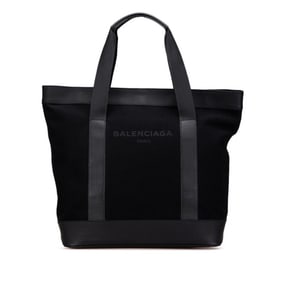 Balenciaga Navy Tote Bag 374767 Black Canvas and Leather Women's BALENCIAGA