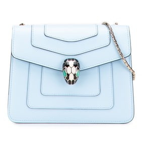 BVLGARI Serpenti Forever Shoulder Bag in Blue Leather for Women