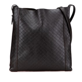 Bottega Veneta Intrecciato Crossbody Shoulder Bag in Dark Brown Leather for Women