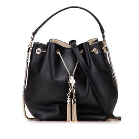 Bvlgari Serpenti Forever Bucket Bag, Handbag/Shoulder 2-Way, Black Leather, Women's, BVLGARI