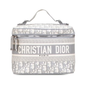 Christian Dior Dior Oblique Travel Vanity Handbag in Gray and White Canvas for Women