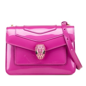 BVLGARI Serpenti Forever Chain Shoulder Bag in Pink Enamel for Women