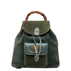 Gucci Bamboo Backpack 003 2058 0030 Green Sweat Leather Women's GUCCI