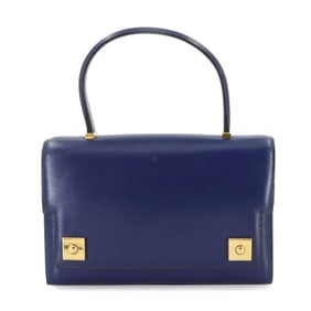 Hermes Hermès Piano Handbag, Box Calf Leather, Blue, XXL Stamp, Gold Hardware, Made in 1982