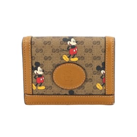 Gucci Disney Mickey Mouse Micro GG Supreme Compact Wallet, Brown Leather, 602534
