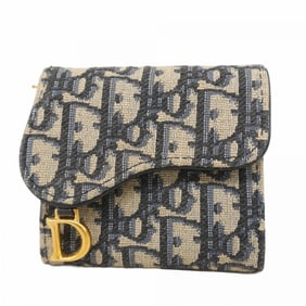 Christian Dior Tri-fold Wallet Olive Saddle Lavender Navy Women's