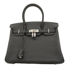 Hermes Hermès Birkin 30 Handbag in Taurillon Clemence Leather, Black, with P Stamp, Women's