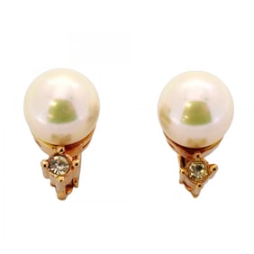 Christian Dior Earrings, GP Plated, Faux Pearls, Rhinestones, Gold, Women's