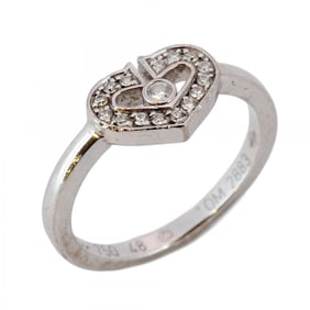 Cartier C Heart Ring, 18K White Gold with Diamonds, #48, Women's