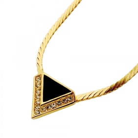 Christian Dior Necklace, GP Plated, Rhinestone, Gold, Black, Women's