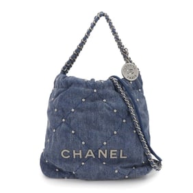 CHANEL 22 Mini 2-way Chain Hand/Shoulder Bag in Denim Blue (AS3980)