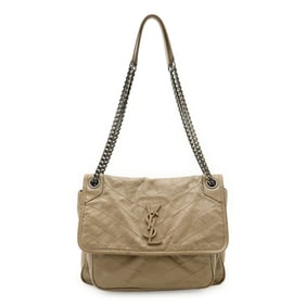 Yves Saint Laurent SAINT LAURENT PARIS YSL NIKI Medium Chain Shoulder Bag with V-Stitching in Beige