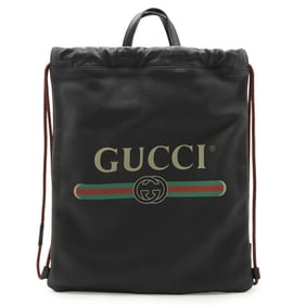 GUCCI Gucci Print Coco Capitan Drawstring Backpack/Tote Bag in Black Leather (Product Code: 494053)