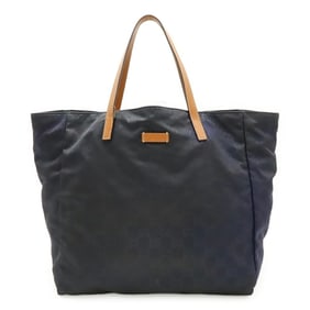GUCCI GG Nylon Tote Bag, Handbag, and Leather, Black, Brown, 282439
