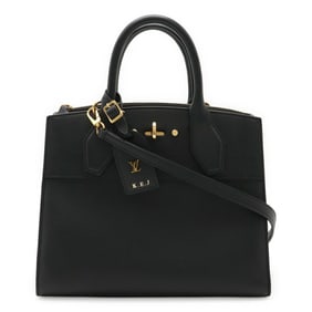LOUIS VUITTON City Steamer PM Handbag/Shoulder Bag in Black Leather (Noir) M53028