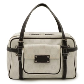 LOEWE Anagram Handbag in PVC and Leather, White Dark Brown, 290410