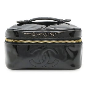 CHANEL Coco Mark Enamel Vanity Bag Handbag in Patent Leather and Black A01997