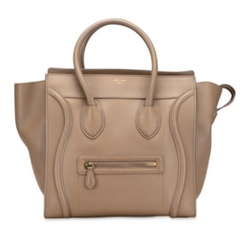 Celine Luggage Micro Shopper Handbag in Beige Leather for Women