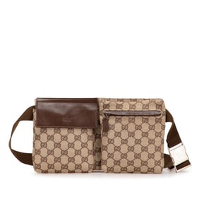 Gucci GG Canvas Body Bag/Waist Bag 28566 Beige/Brown Canvas/Leather Women's GUCCI