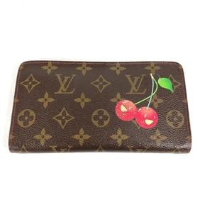 LOUIS VUITTON M95006 Monogram Cherry Porte-Monnaie Zip-Around Long Wallet in Canvas, Brown, Women's,