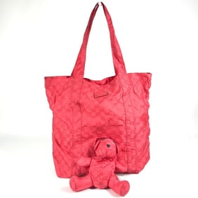 GUCCI 223669 GG Teddy Bear Eco Bag, Tote Shopping Shoulder Nylon, Unisex, Red