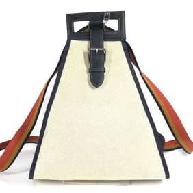 HERMES Rocaval Backpack, 2-Way Bag, Handbag/Rucksack, Toile H Leather, Unisex, Beige
